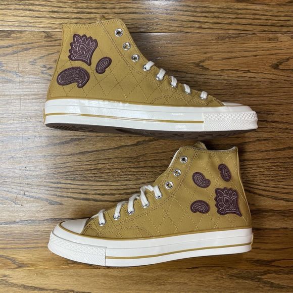 Converse Chuck 70 Hi Crafted Patches Brown Sneakers Men\'s Size 9 NEW